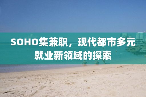 SOHO集兼职，现代都市多元就业新领域的探索